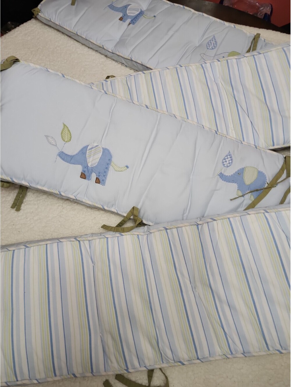 Vintage Crib Side De Cuna Pottery Barn Kids Elefant 156"×11" Reversible Celeste